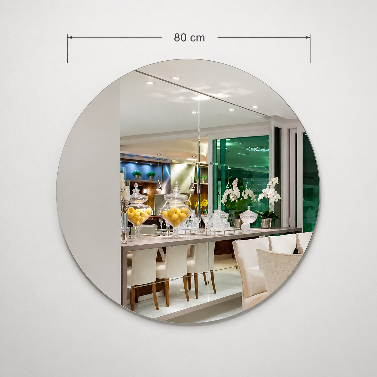 Espelho com LED Decorativo Redondo Vidro Lapidado