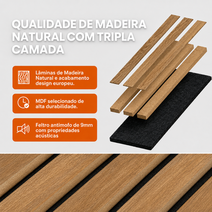 PAINEL RIPADO ACÚSTIMCO MADEIRA NATURAL - 270x110cm