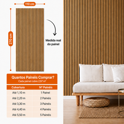 PAINEL RIPADO ACÚSTIMCO MADEIRA NATURAL - 270x110cm